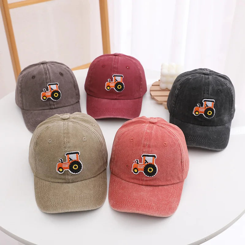Boys Baseball Cap Tractor Embroidered 2026 Summer Kids