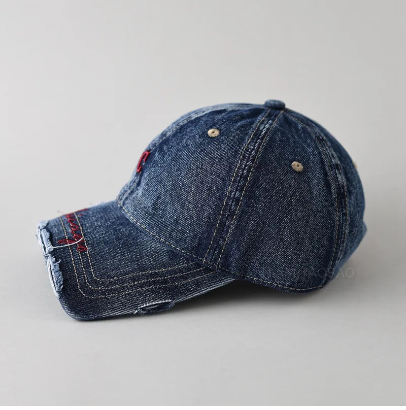 Washed Denim Baseball Cap Unisex Chicago