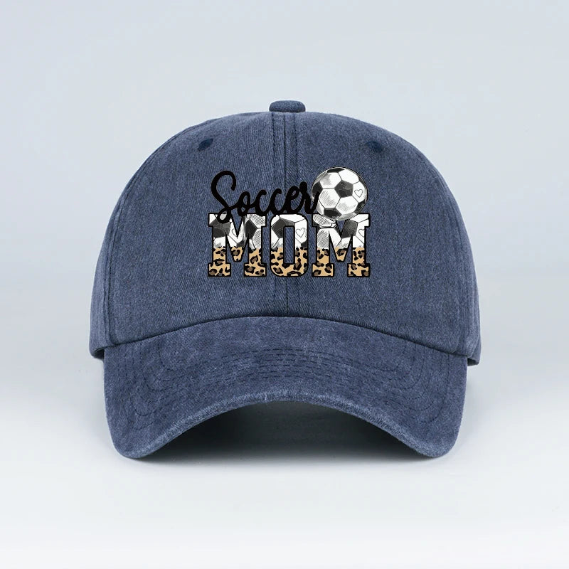 Leopard Print Soccer Mom Washed Baseball Cap