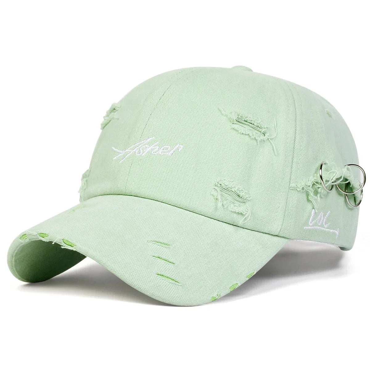 Unisex Asher Embroidery Hole Iron Ring Baseball Caps