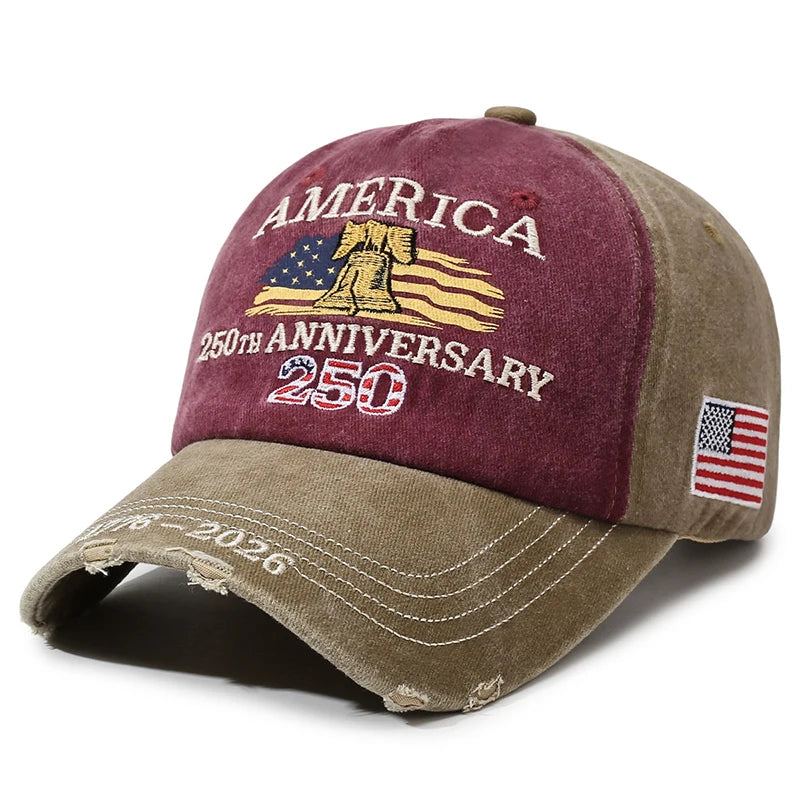 Vintage Unisex USA 250th Anniversary Embroidered Baseball Cap