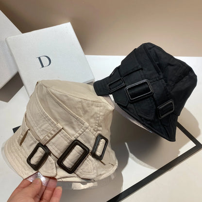 Luxury Panama Belt Buckle Bucket Hat Outdoor