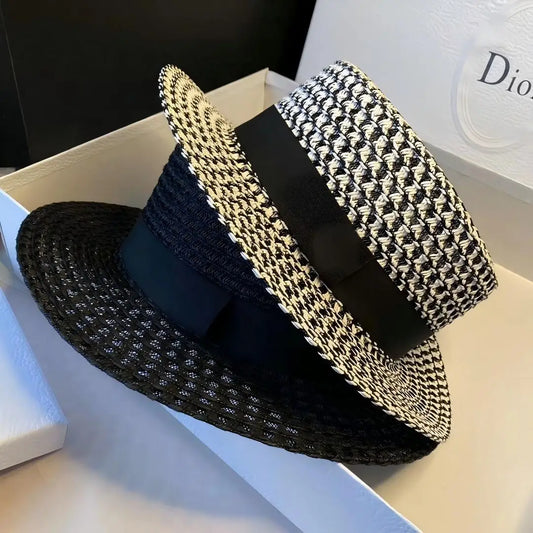 Women's Spring And Summer British Houndstooth Top Hats