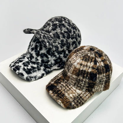 Check Leopard Print Baseball Hats Sunshade Retro Warm