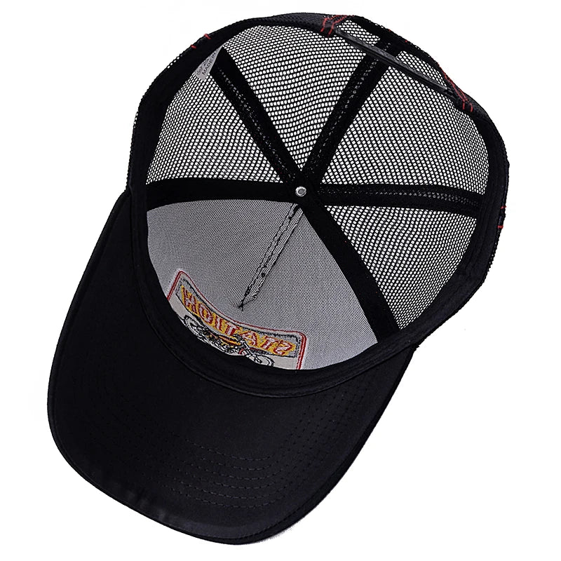 Unisex Mesh Classic Motorcycle Pattern Breathable Summer Baseball Cap