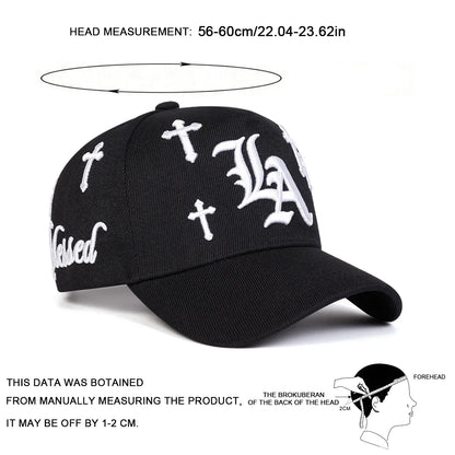 Unisex Gothic LA Cross Embroidery Baseball Caps Spring Autumn