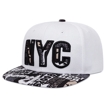 Fashion Hip Hop Hat NYC Graffiti Embroidery Street Skateboarding Hat Daily Leisure Sunshade Baseball Hat Flat Edge Hat