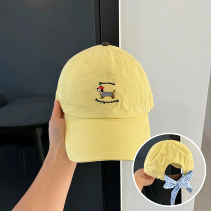 Women Cartoon Embroidered Letters Sausage Dog Baseball Hats