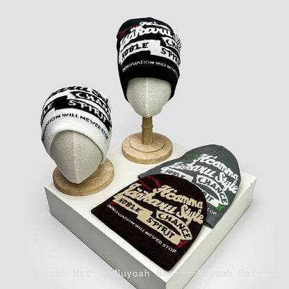 New Men Women Hip-Hop Jacquard Letters Knitted Hats