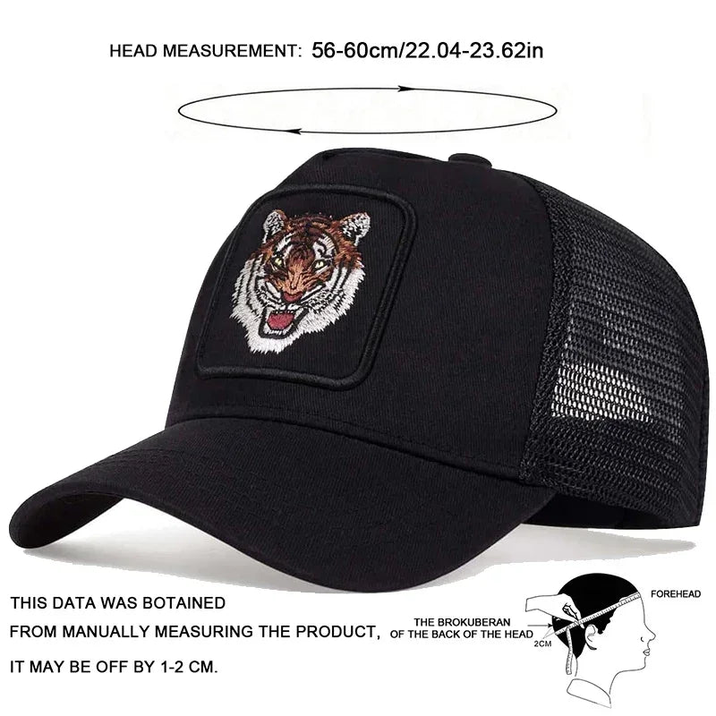 Unisex Tiger Embroidery Baseball Net Caps