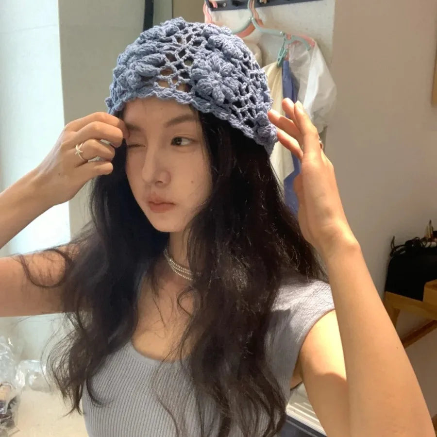 Women's Hats Y2k Caps Haze Blue Pile Pile Cap Sweet Cool Cap