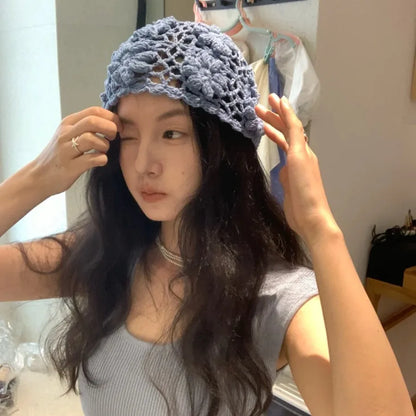 Women's Hats Y2k Caps Haze Blue Pile Pile Cap Sweet Cool Cap