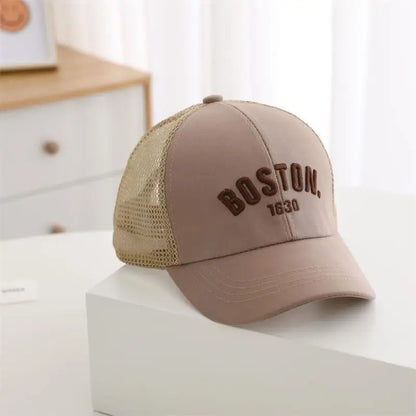 Summer Baby Mesh Baseball Cap Letter Embroidery Kids Peaked Hat For Boy Girl Solid Color Breathable Children Sun Hats
