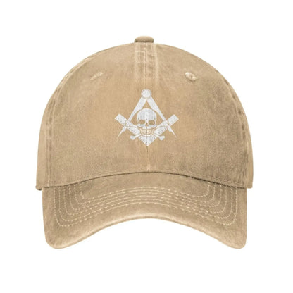 Skull And Cross Bones Square Compass Masonic Freemason Caps