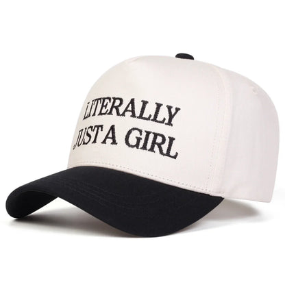 Unisex Literally Jsut A Girl Embroidery Baseball Caps Spring Autumn