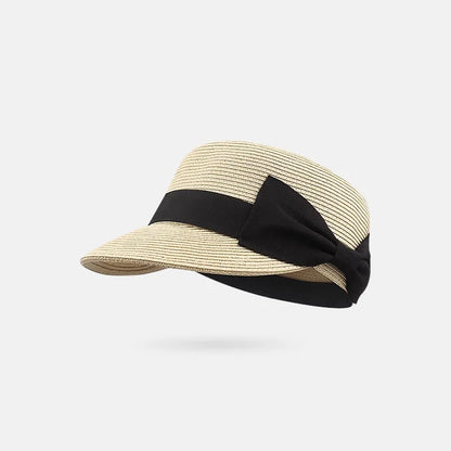 Bow Shaped Dome Grass Woven Duckbill Hat