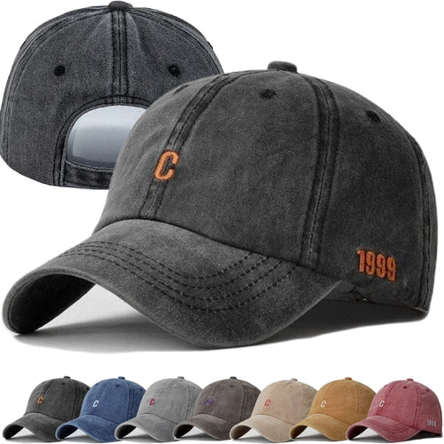 Unisex Washed Cotton Cap Letter C Embroidery Baseball Cap For Men Women