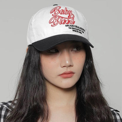 Niche Korean Floral Letter Embroidery Baseball Hats Men Women