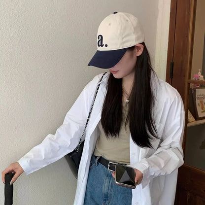 Embroidered “A” Wide-Brimmed Baseball Cap Women