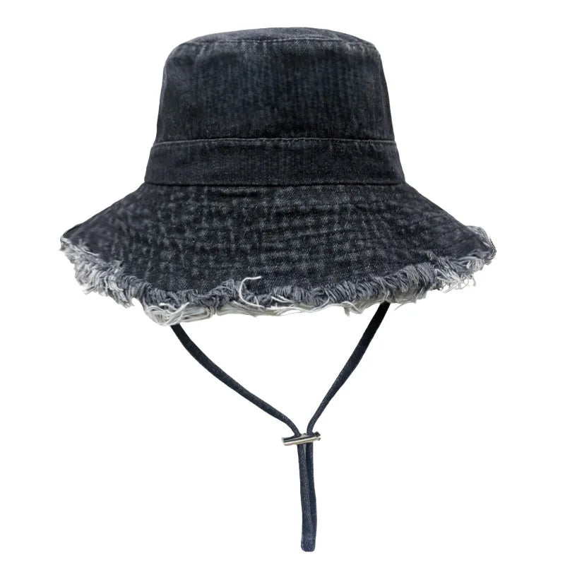 100% Cotton Washed Frayed Edge Bucket Hat