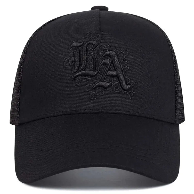 Unisex LA Letter Embroidery Baseball Net Caps Spring and Summer