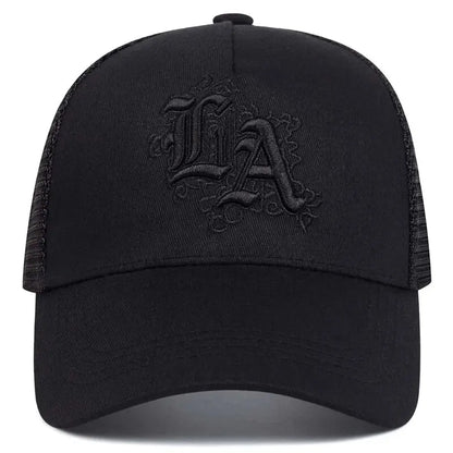 Unisex LA Letter Embroidery Baseball Net Caps Spring and Summer