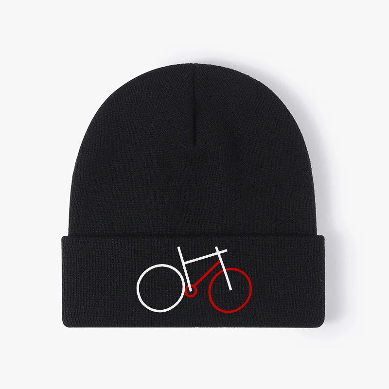 Bicycle Graphic Beanie Warm Knit Skull Cap