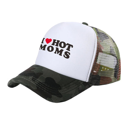 I Love Hot Moms Men Funny Humor Hat Baseball Cap Cool Summer Unisex Mesh Net Caps