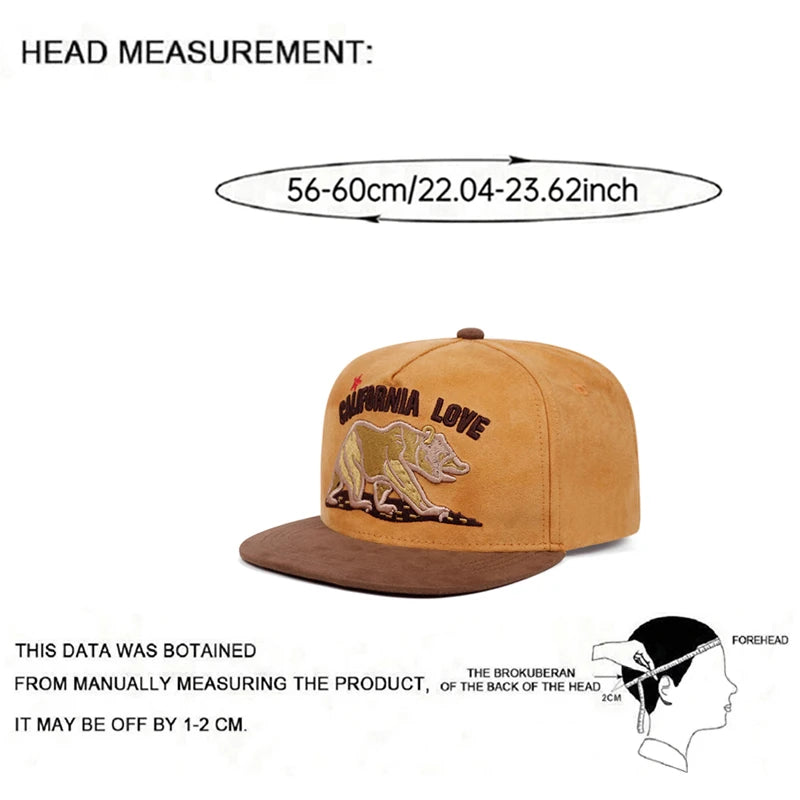 New Flat Edge Hat California Bear Embroidered Baseball Hat Sunshade Hat Skateboard Hat Daily Hat Unisex