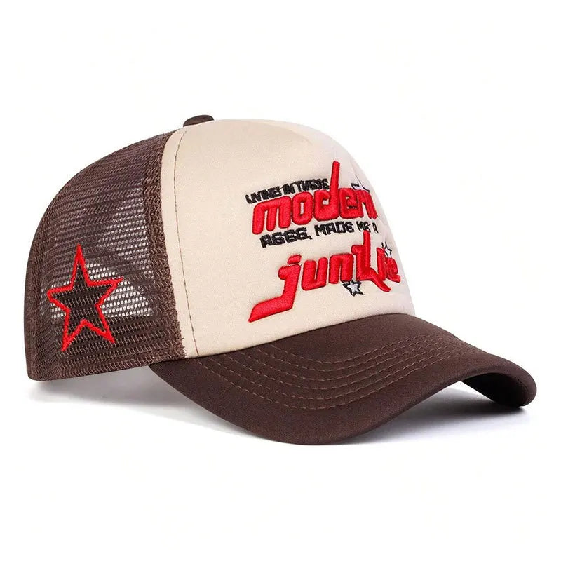 Unisex Modern Junkie Letter Embroidery Baseball Net Caps Spring and Summer