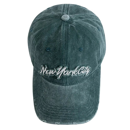 Unisex Retro Style Baseball Cap New York City Embroidery Washed Cotton Cap Men Women