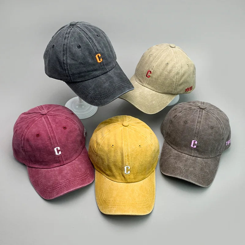 C Letter Embroidery Denim Baseball Caps