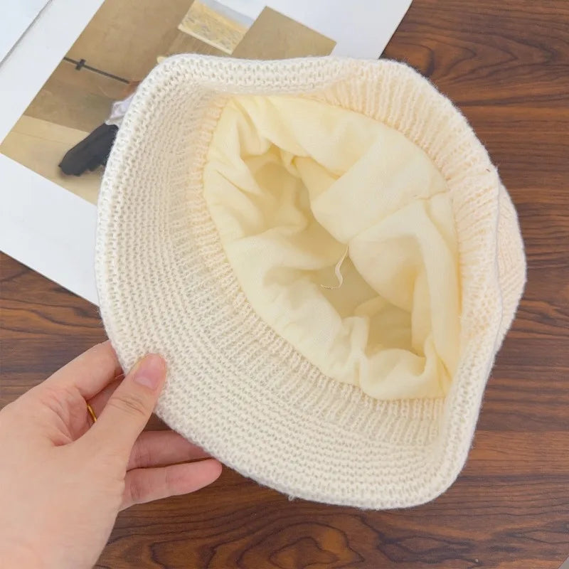 Winter Knitted Slouchy Beanie With Ear Flaps Thermal Duckbill Cap