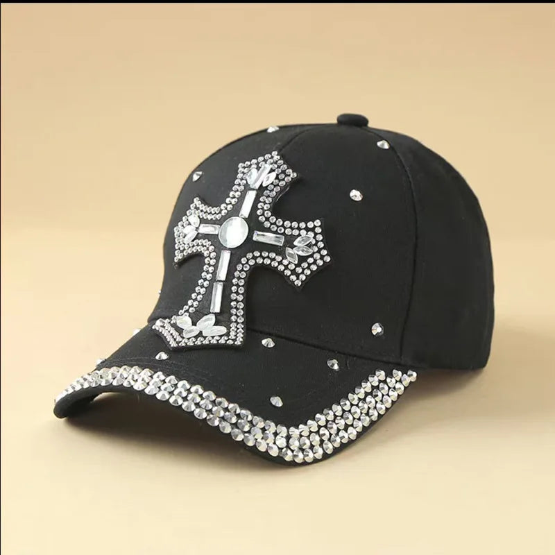 Unisex Rhinestone Cross Baseball Cap