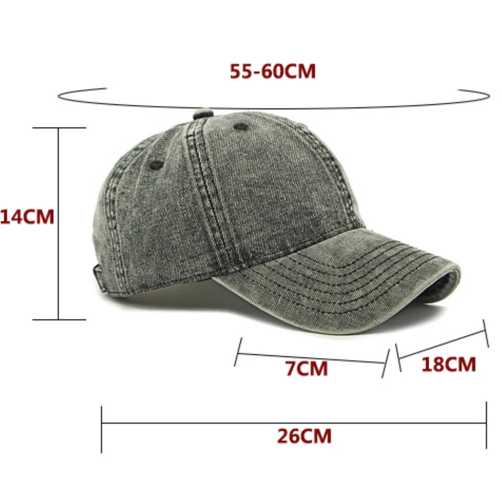 Baseball Cap Men Women Washed Cotton 6 Panels Baseball Hat