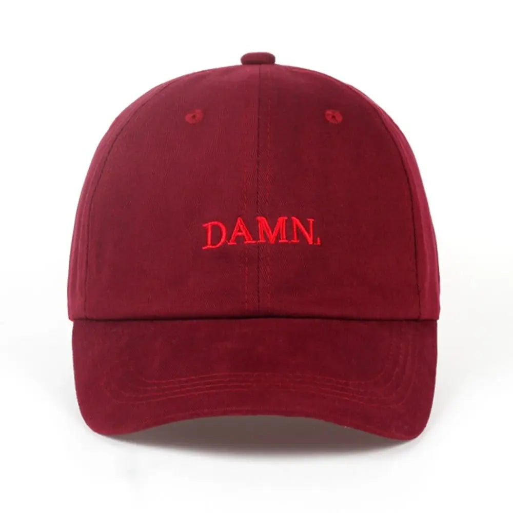 Letter DAMN Embroidery Baseball Cap Stitched Adjustable Washed Cotton Baseball Hip Hop Sunscreen Hat