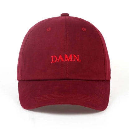 Letter DAMN Embroidery Baseball Cap Stitched Adjustable Washed Cotton Baseball Hip Hop Sunscreen Hat