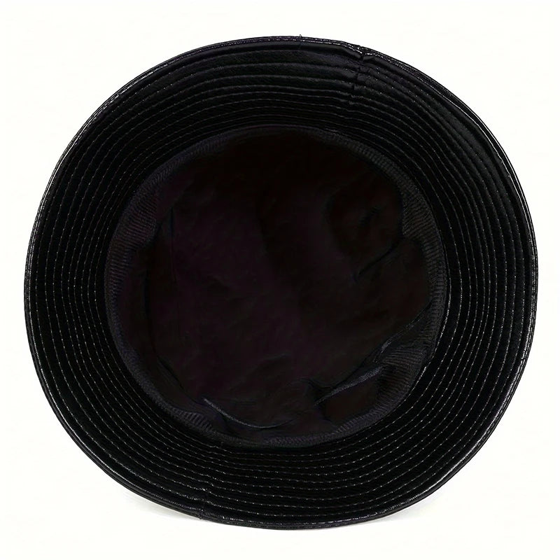 Fashion Bucket Hat Artificial Leather Windproof Warm Cap