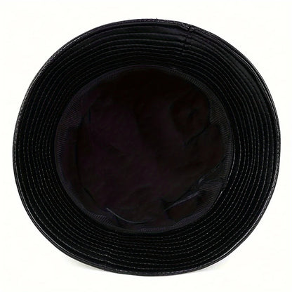 Fashion Bucket Hat Artificial Leather Windproof Warm Cap