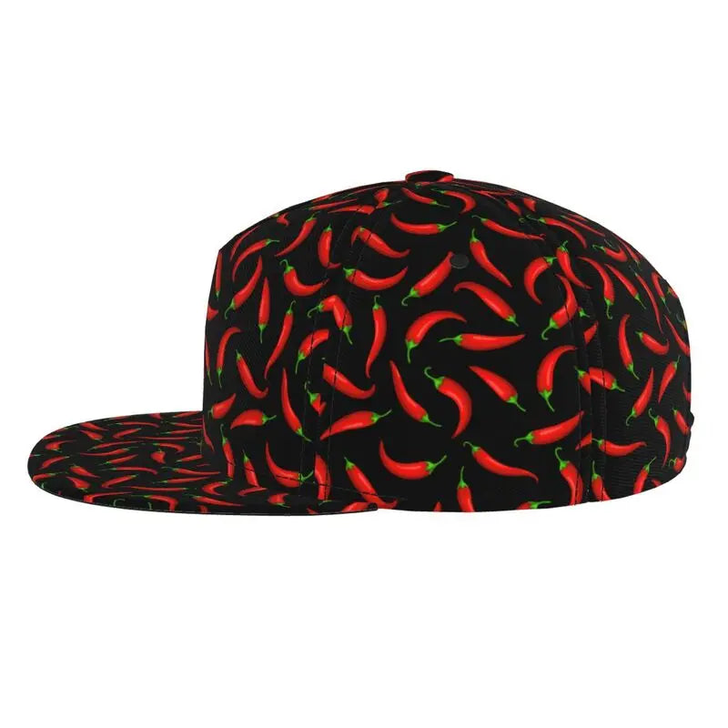 Red Chili Pepper Print Baseball Cap For Men Women Fashion Flat Bill Hats Adjustable Snapback Hat Trucker Hat