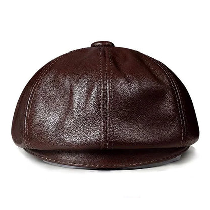 Spring New Genuine Leather Hat Cap Cowhide Beret