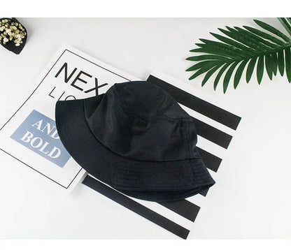 Solid Color Fisherman Hat Korean Trendy Hip Hop Bucket Hat Summer Flat Top Sun Cap Casual Outdoor