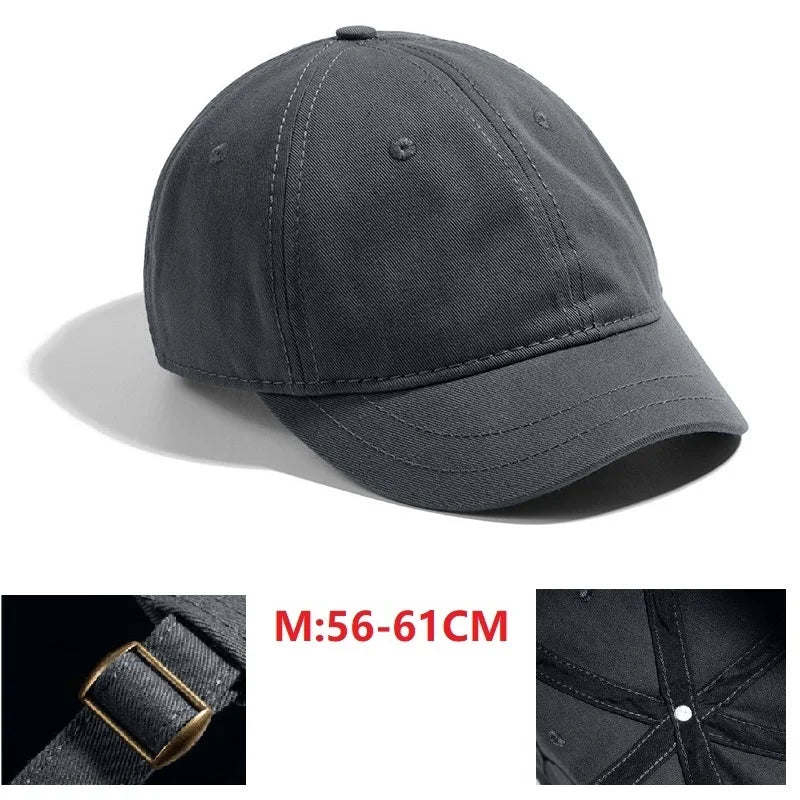 Men's Short Brim Baseball Cap Casual Solid Corduroy Soft Top Cap