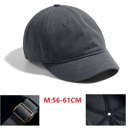 Men's Short Brim Baseball Cap Casual Solid Corduroy Soft Top Cap
