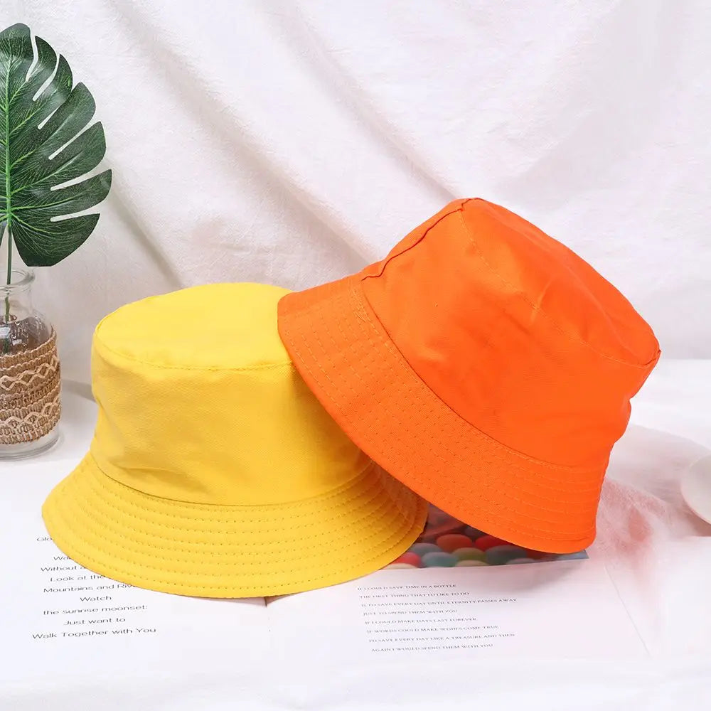 Foldable Bucket Hat Unisex Women Outdoor Sunscreen Hat Pure Color Fishing Hunting Cap