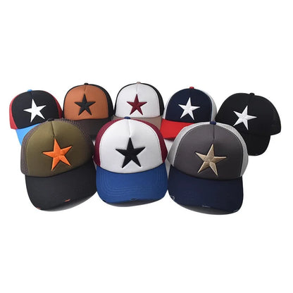 Unisex Mesh Cap Casual Plain Embroidery Five-Star Cotton Baseball Cap Summer for Women And Men