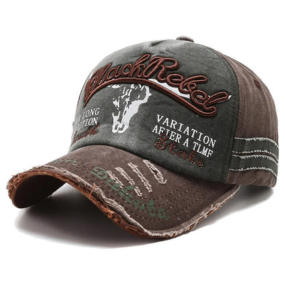 Retro Embroidered Letter Washed Baseball Cap