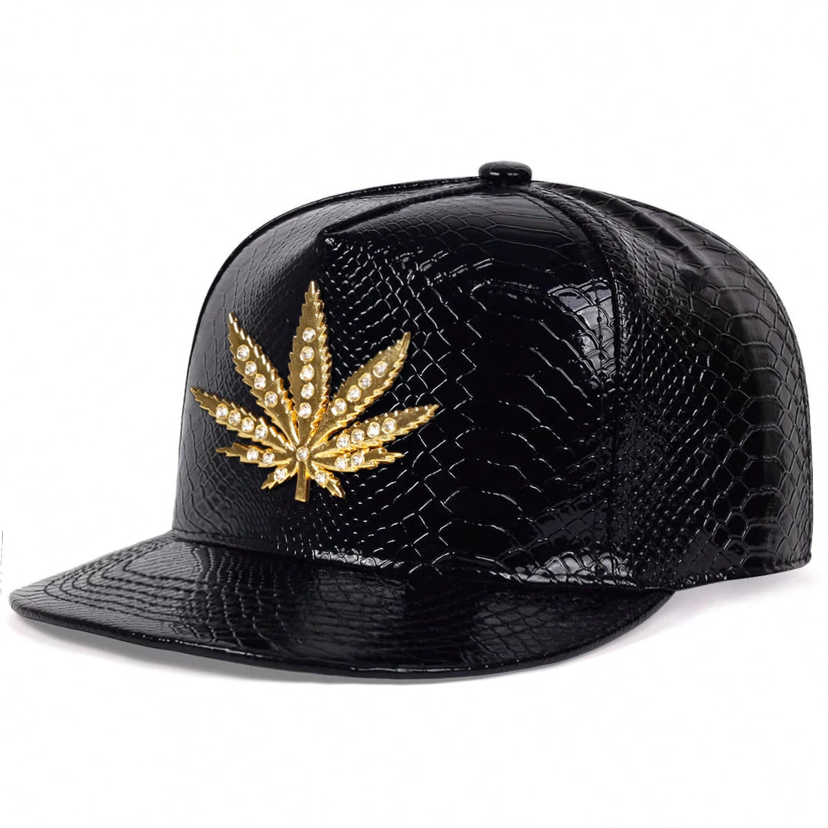 Unisex Maple Leaf Label With Drill Leather Hip Hop Hats