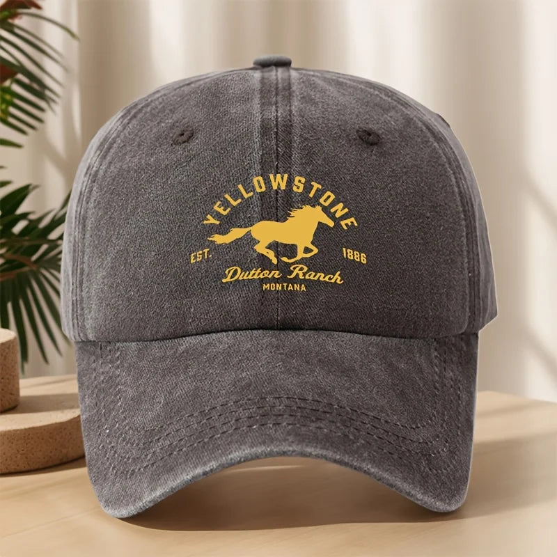 Yellowstone Horse Print Baseball Cap, Classic Retro Duckbill Cap