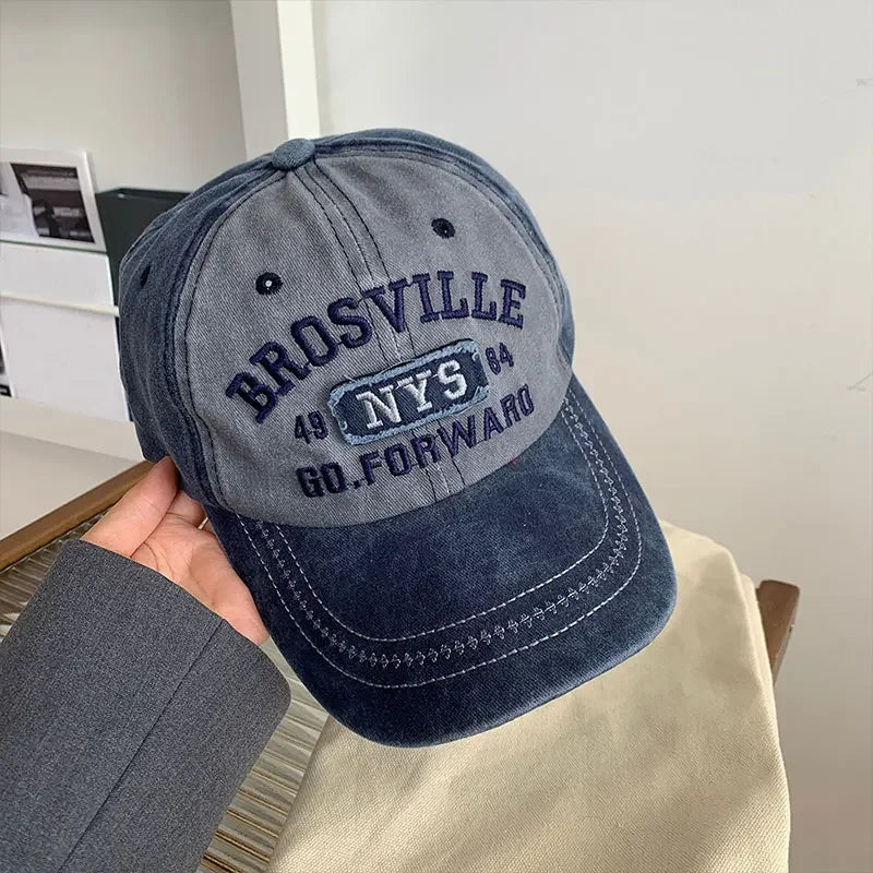 Retro Embroidery Letter Baseball Caps for Men Women Spring Summer